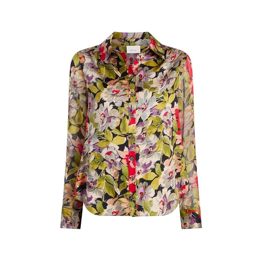 Cinq a Sept Canyon Bloom Dare Top Floral Button‎ Down Blouse Black Multi S NEW